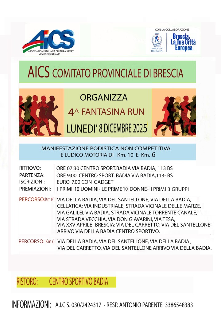 volantino 4^ FANTASINA RUN 8.12.2025